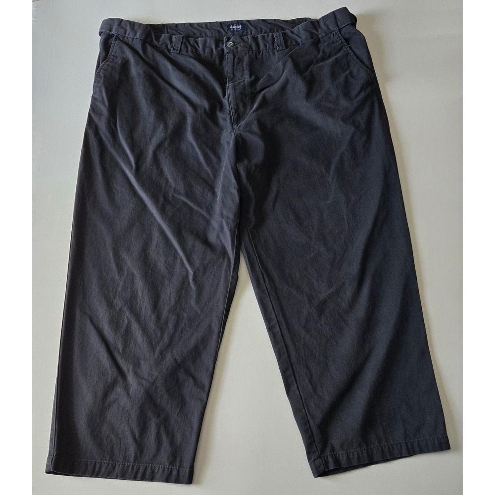 Harbor Bay Chino Pants Mens 50x28 Black Straight Leg 100% Cotton Casual Workwear - Picture 3 of 9